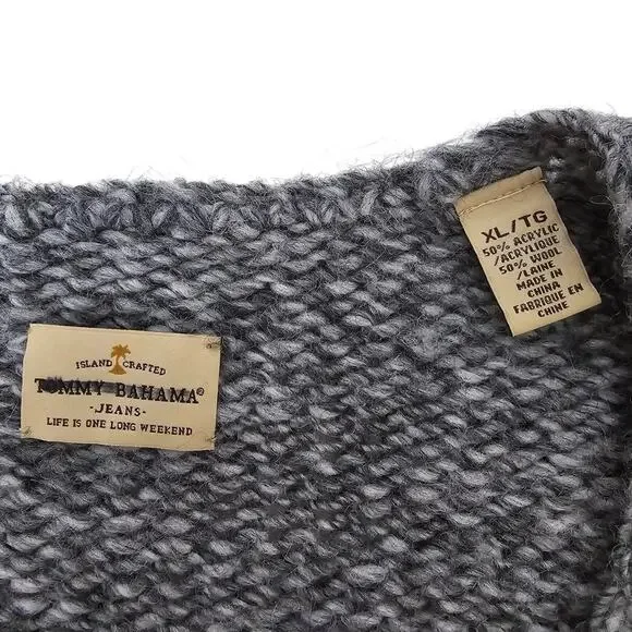 Tommy Bahama Jeans Sweater Marled Gray Oversized Women XL Wool Acrylic Knit - Picture 13 of 13